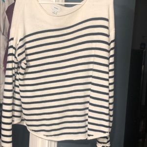 White and black striped long sleeve shirt